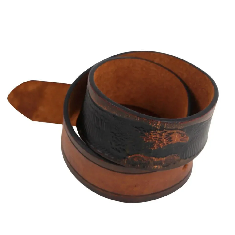SCUBA TOOLED BROWN GENUINE LEATHER 1 5/8